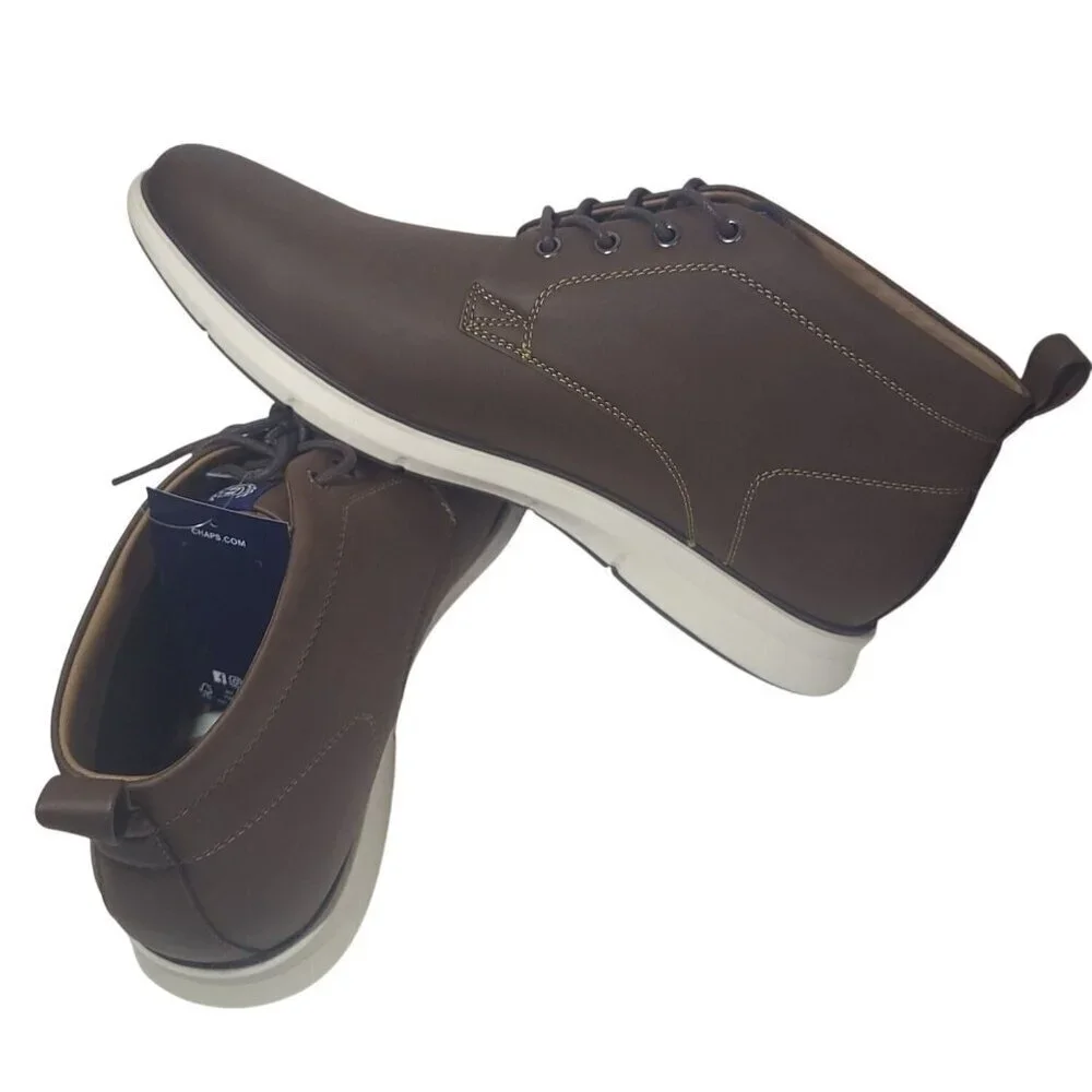 Men's Brown Lace Up Ankle Boots with Rubber Sole, Size 11.5 NWT.